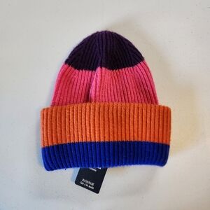 Norla Canada Striped Pink Beanie Touque Winter Hat New NWT Wool Alpaca Cotton